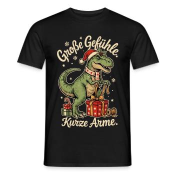 Weihnachts T-Rex mit Nikolausmütze und Geschenken - Männer T-Shirt - Schwarz - Vorne - AI Model Male 178 light (178cm)