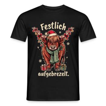 Schottisches Hochlandrind Weihnachtsspruch - Männer T-Shirt - Schwarz - Vorne - AI Model Male 178 light (178cm)