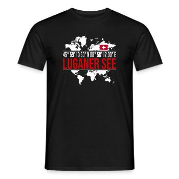 Luganer See - Männer T-Shirt - Schwarz - Vorne - AI Model Male 178 light (178cm)