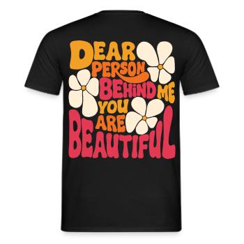 Liebe Person hinter mir. Du bist schön (pink 2) - Männer T-Shirt - Schwarz - Hinten - AI Model Male 178 light (178cm)