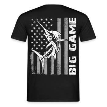 Marlin sauteur avec drapeau américain Pêche en haute mer - T-shirt homme - noir - Dos - AI Model Male 178 light (178cm)