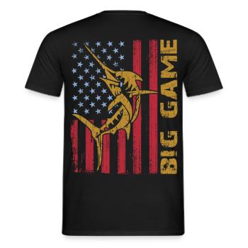 Marlin sauteur avec drapeau américain Pêche en haute mer - T-shirt homme - noir - Dos - AI Model Male 178 light (178cm)
