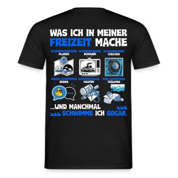 Was ich in meiner Freizeit mache - Schwimmen - Männer T-Shirt - Schwarz - Hinten - AI Model Male 178 light (178cm)