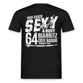 Surfcoach Sexy & Busy - Männer T-Shirt - Schwarz - Hinten - AI Model Male 178 light (178cm)