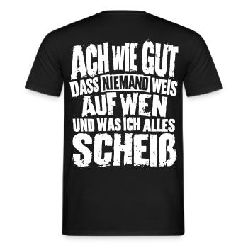 Lustiger Spruch Ach wie gut dass niemand weis... - Männer T-Shirt - Schwarz - Hinten - AI Model Male 178 light (178cm)