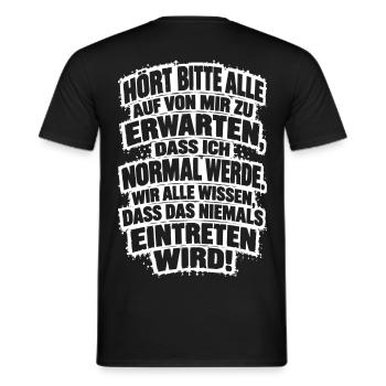 Lustiger Spruch Hört bitte alle auf, von mir zu... - Männer T-Shirt - Schwarz - Hinten - AI Model Male 178 light (178cm)