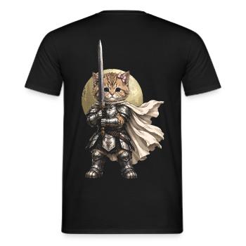 Süßer Kätzchenritter in Rüstung – Tiktok - Männer T-Shirt - Schwarz - Hinten - AI Model Male 178 light (178cm)