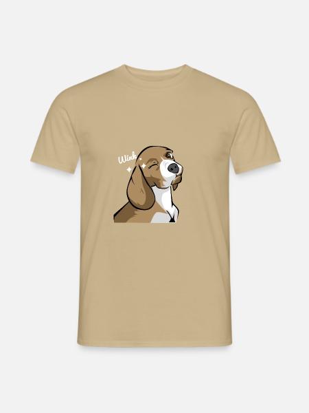 Verschmitzter Beagle Hundeliebe - Männer T-Shirt - Sandbeige