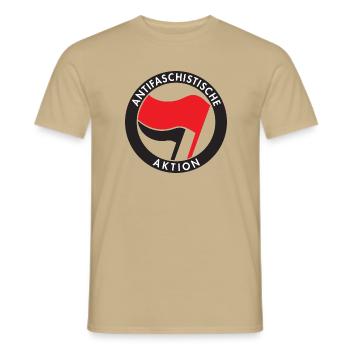 Antifaschistische Aktion Antifa Logo - Männer T-Shirt - Sandbeige - Vorne - AI Model Male 178 light (178cm)