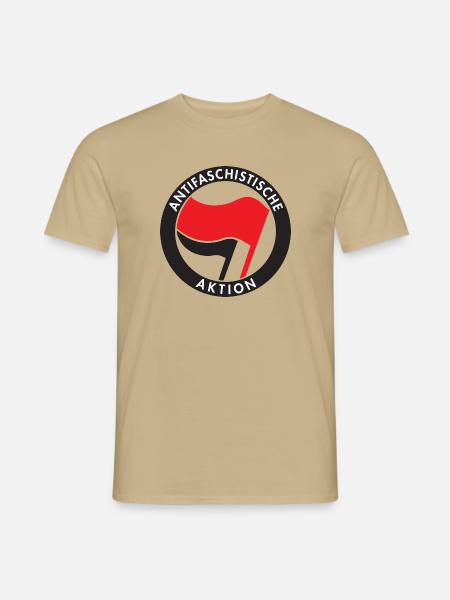 Antifaschistische Aktion Antifa Logo - Männer T-Shirt - Sandbeige