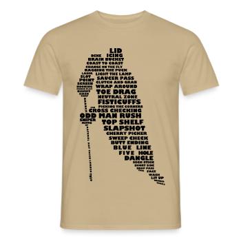 Hockey Player Word Art - Men's T-Shirt - sand beige - Front - AI Model Male 178 light (178cm)