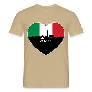 Venedig Italien Flagge Skyline Reise Souvenir - Männer T-Shirt - Sandbeige - Vorne - AI Model Male 178 light (178cm)
