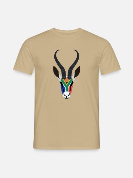 SPRINGBOK HEAD IN SOUTH AFRICAN COLOURS - Men's T-Shirt - sand beige