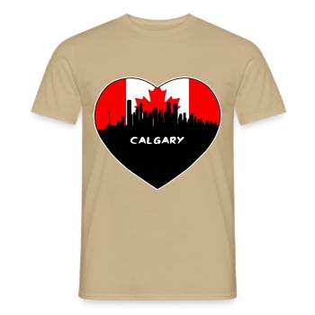 Calgary Kanada Flagge Skyline Reise Souvenir - Männer T-Shirt - Sandbeige - Vorne - AI Model Male 178 light (178cm)