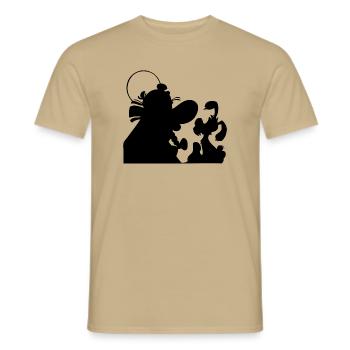 Asterix & Obelix - Obelix mit Idefix Schatten - Männer T-Shirt - Sandbeige - Vorne - AI Model Male 178 light (178cm)