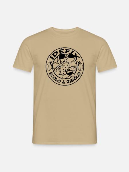 Asterix & Obelix - Idefix Ecolo & Rigolo - Männer T-Shirt - Sandbeige