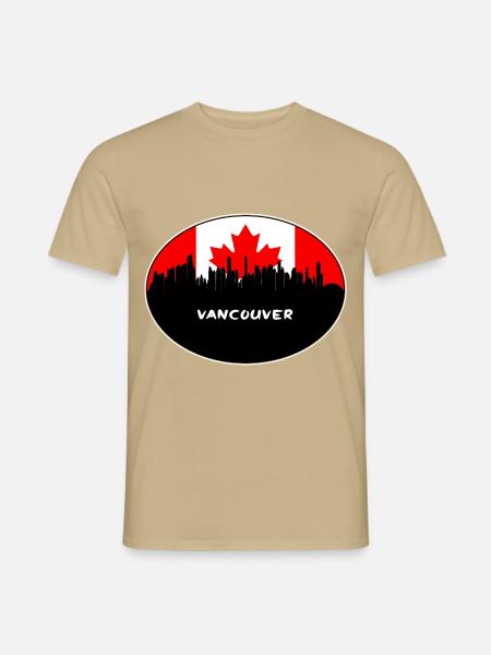 Vancouver-Kanada-Flaggen-Skyline-Schattenbild-Reise - Männer T-Shirt - Sandbeige