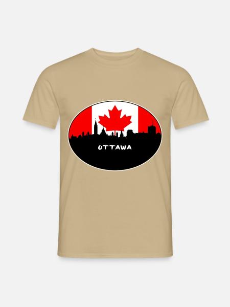 Ottawa-Kanada-Flaggen-Skyline-Schattenbild-Reise - Männer T-Shirt - Sandbeige
