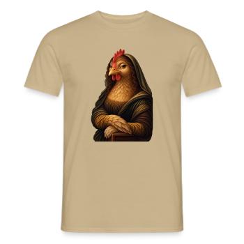 Mona Lisa als Huhn - Männer T-Shirt - Sandbeige - Vorne - AI Model Male 178 light (178cm)
