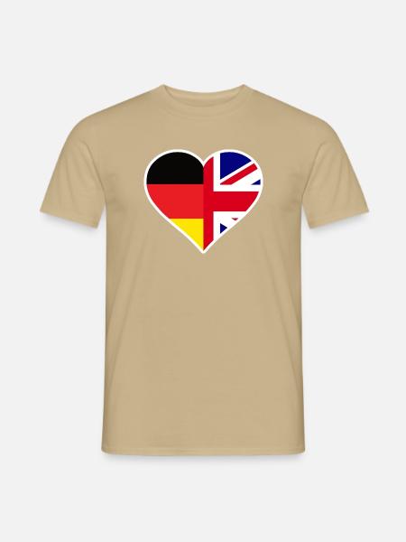 Germany Great Britain Heart - Männer T-Shirt - Sandbeige