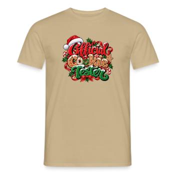 Offizielles Kekstester-Weihnachten - Männer T-Shirt - Sandbeige - Vorne - AI Model Male 178 light (178cm)