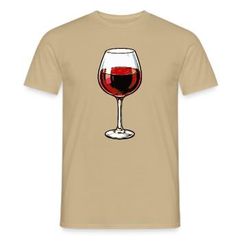 Rotweinglas Illustration - Männer T-Shirt - Sandbeige - Vorne - AI Model Male 178 light (178cm)