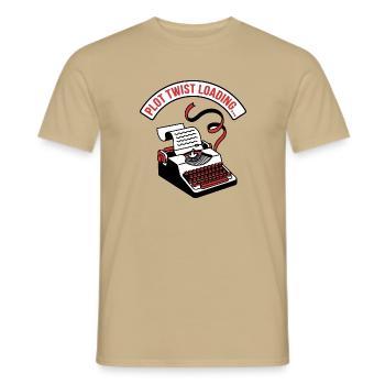 Plot Twist Laden – Bücherliebhaber-Leser-Abzeichen - Männer T-Shirt - Sandbeige - Vorne - AI Model Male 178 light (178cm)