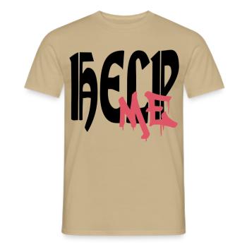 HelpMe - Männer T-Shirt - Sandbeige - Vorne - AI Model Male 178 light (178cm)