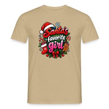Santa Lieblingsgirl Weihnacht - Männer T-Shirt - Sandbeige - Vorne - AI Model Male 178 light (178cm)