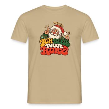Ich bleib nur kurz Weihnachtsmann Weihnachtsfeier - Männer T-Shirt - Sandbeige - Vorne - AI Model Male 178 light (178cm)