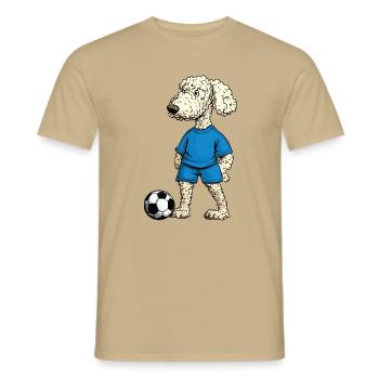 Pudel Fussballer Hund - Männer T-Shirt - Sandbeige - Vorne - AI Model Male 178 light (178cm)