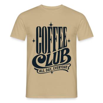 Coffee Club - Männer T-Shirt - Sandbeige - Vorne - AI Model Male 178 light (178cm)