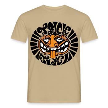 Trick or Tiki Halloween Kürbis Comic Gesicht Zunge - Männer T-Shirt - Sandbeige - Vorne - AI Model Male 178 light (178cm)