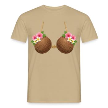 Tiki Luau Hula Hawaii Kokosnuss BH Kostüm - Männer T-Shirt - Sandbeige - Vorne - AI Model Male 178 light (178cm)
