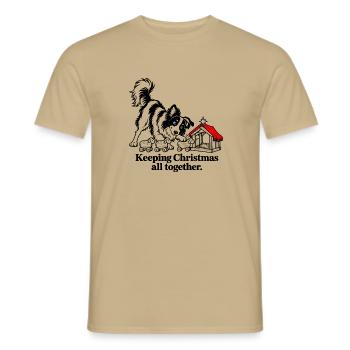 Border Collie hütet zu Weihnachten Spielzeugschafe - Männer T-Shirt - Sandbeige - Vorne - AI Model Male 178 light (178cm)