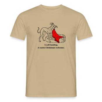 Whippet sorgt für einen warmen Weihnachtsempfang - Männer T-Shirt - Sandbeige - Vorne - AI Model Male 178 light (178cm)