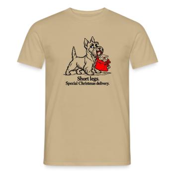 Scottish Terrier liefert Weihnachtsbriefe - Männer T-Shirt - Sandbeige - Vorne - AI Model Male 178 light (178cm)