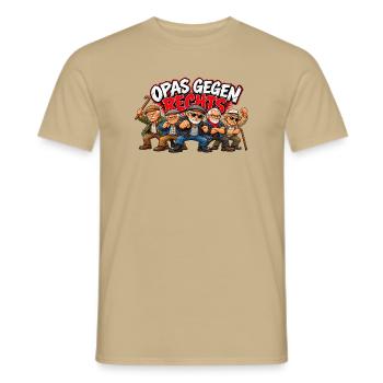Opas Gegen Rechts Cartoon - Männer T-Shirt - Sandbeige - Vorne - AI Model Male 178 light (178cm)
