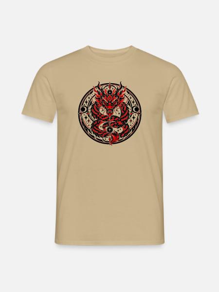 Himmlisches chinesisches Drachenemblem - Männer T-Shirt - Sandbeige