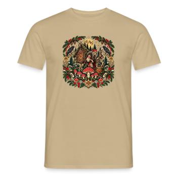 Weihnachts-Baba-Jaga-Slawische Hexen-Folklore - Männer T-Shirt - Sandbeige - Vorne - AI Model Male 178 light (178cm)