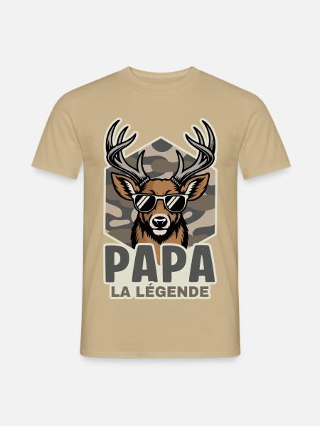 Dad Hunter Das Legendenjagdgeschenk - Männer T-Shirt - Sandbeige
