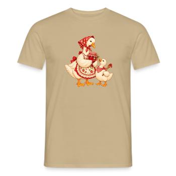 Baka Gans mit Enkel – Omas Marmelade - Männer T-Shirt - Sandbeige - Vorne - AI Model Male 178 light (178cm)