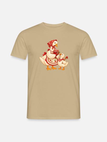 Baka Gans mit Enkel – Omas Marmelade - Männer T-Shirt - Sandbeige