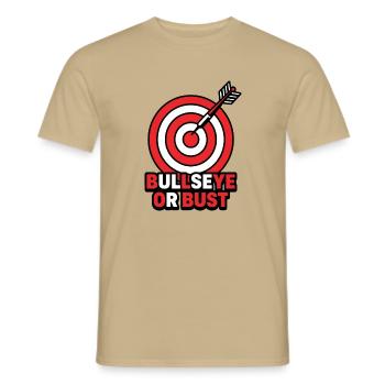 Bullseye oder Büste – Bogenschießdarts Zielabzeichen - Männer T-Shirt - Sandbeige - Vorne - AI Model Male 178 light (178cm)