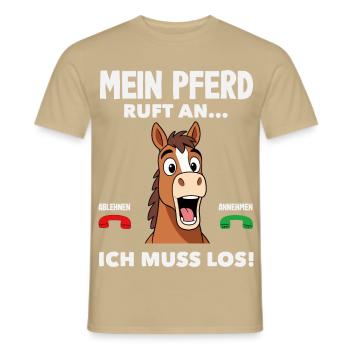 Lustiges Pferdemädchen & Reiter Spruch Geschenke - Männer T-Shirt - Sandbeige - Vorne - AI Model Male 178 light (178cm)