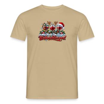 Weihnachtswein Pur - Männer T-Shirt - Sandbeige - Vorne - AI Model Male 178 light (178cm)