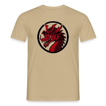 Samurai-Drachen-Profilabzeichen - Männer T-Shirt - Sandbeige - Vorne - AI Model Male 178 light (178cm)