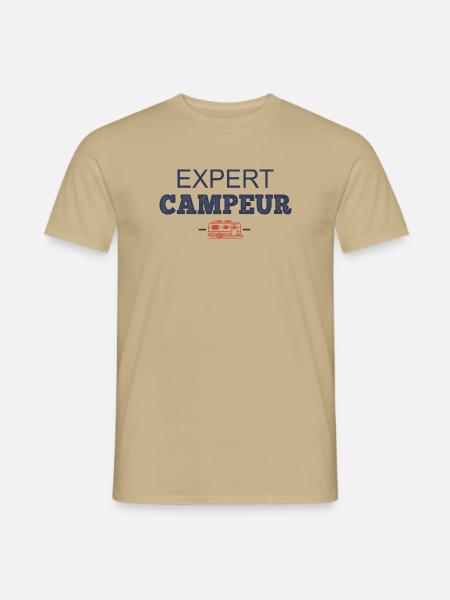 Camping-Humor-Camper-Experte - Männer T-Shirt - Sandbeige