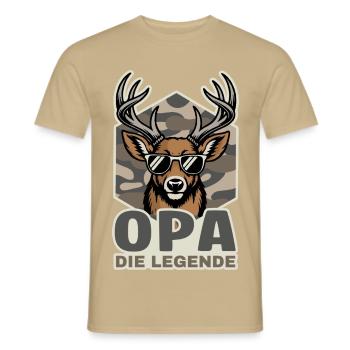 Opa die Legende Hirsch - Männer T-Shirt - Sandbeige - Vorne - AI Model Male 178 light (178cm)