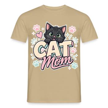 Katzenmama süßes Kätzchen - Cat Mom - Geschenkidee - Männer T-Shirt - Sandbeige - Vorne - AI Model Male 178 light (178cm)